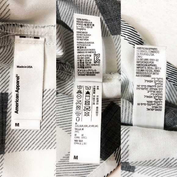 American Apparel Black and White Check Crop Top - Picture 7 of 8